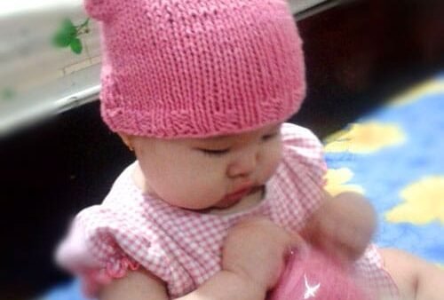 knit baby cat hat