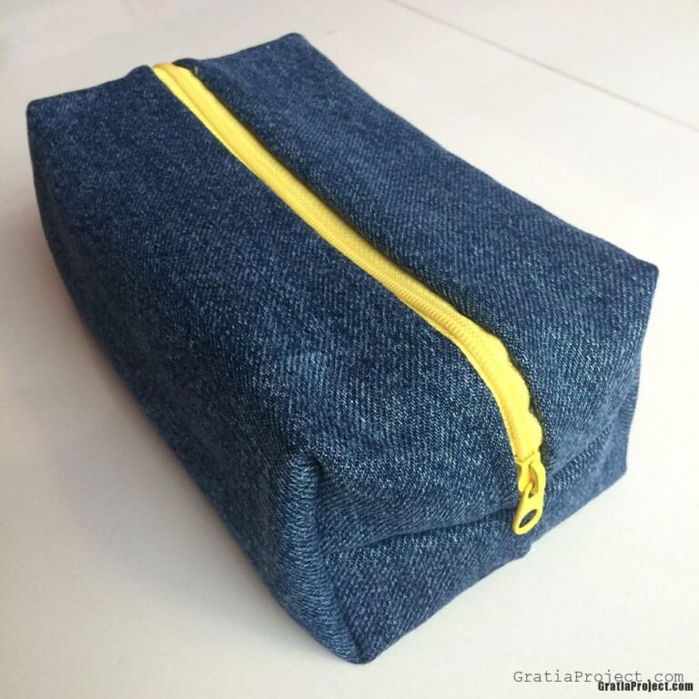 boxy denim pencil case sewing project