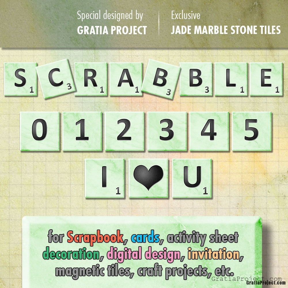 Scrabble Tiles Jade Marble Stone Letters