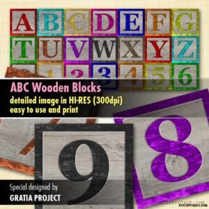 Baby ABC Blocks Wooden Digital Clipart