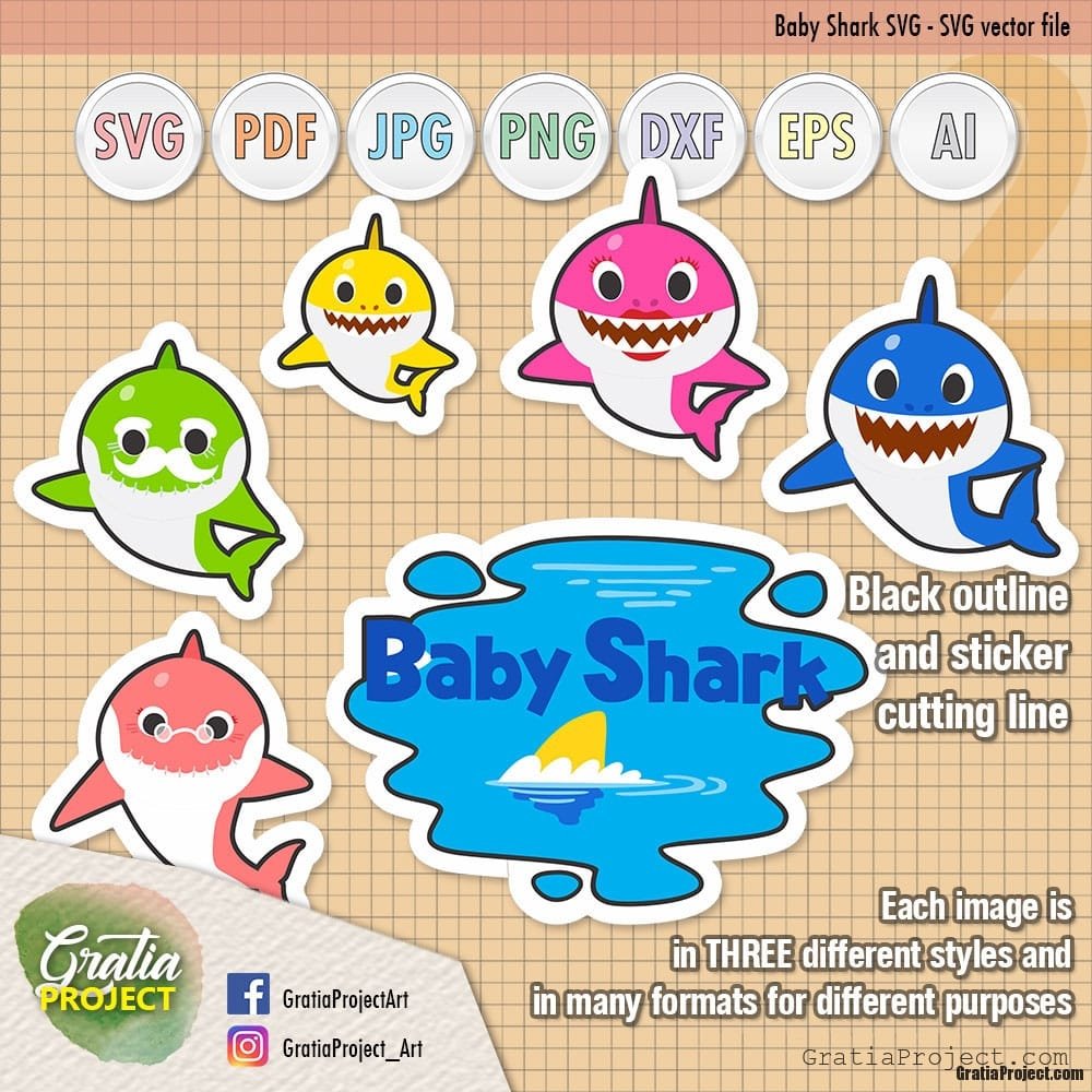 Free Free 290 Svg Outline Baby Shark Clipart SVG PNG EPS DXF File