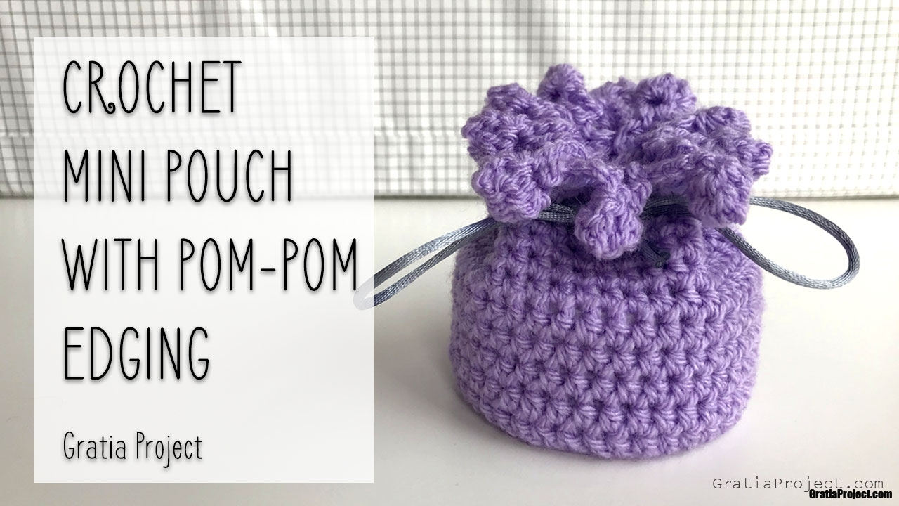 Crochet Mini Pouch With Pom-pom Edging