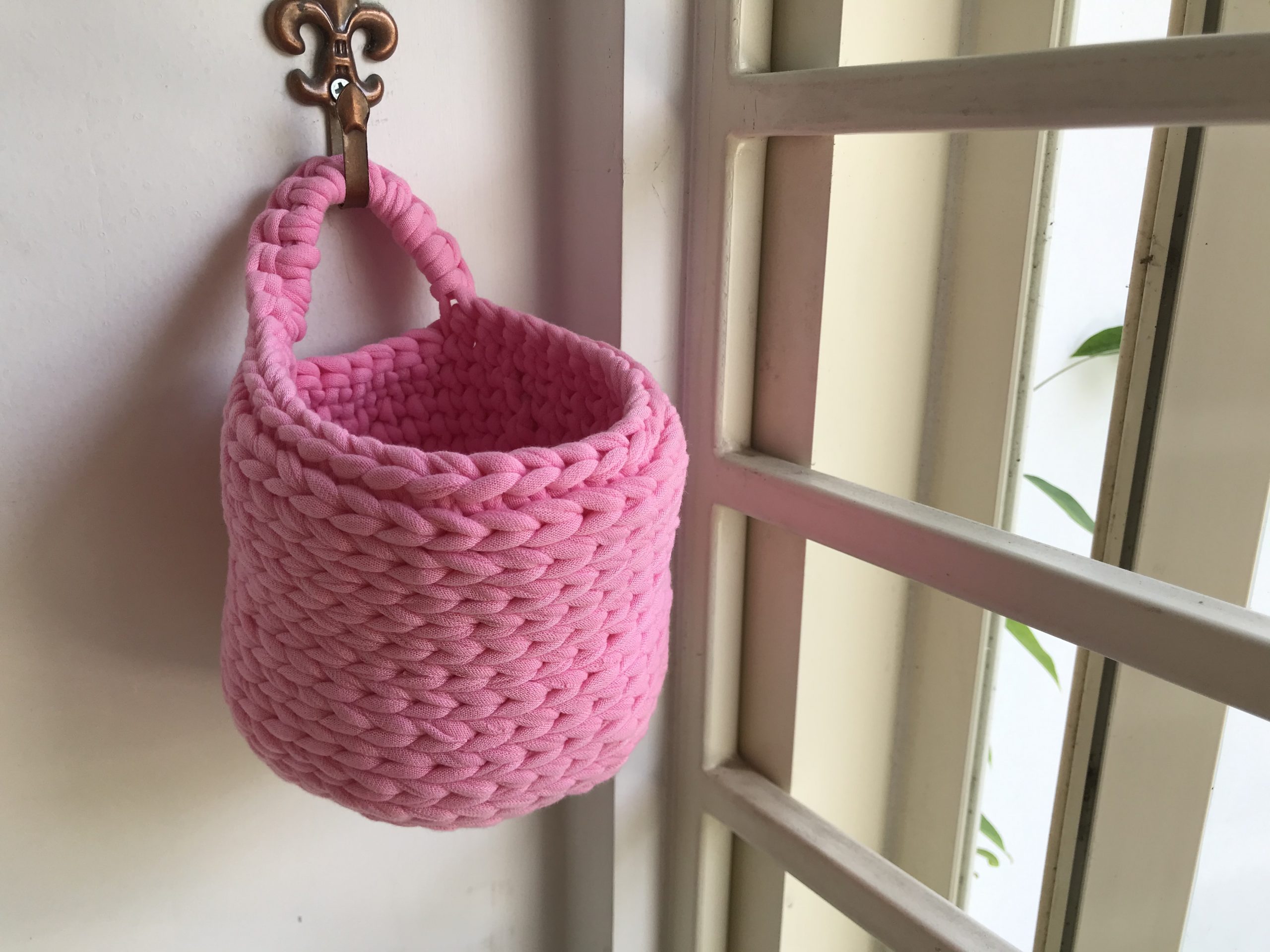 Crochet Pattern Free Hanging Basket Knit Look