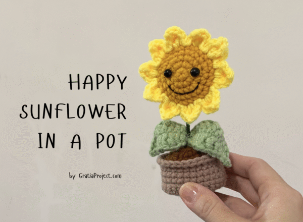 Crochet Happy Sunflower in A Pot