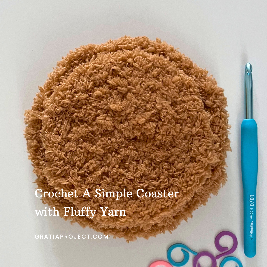 Crochet A Simple Coaster with Fluffy Yarn