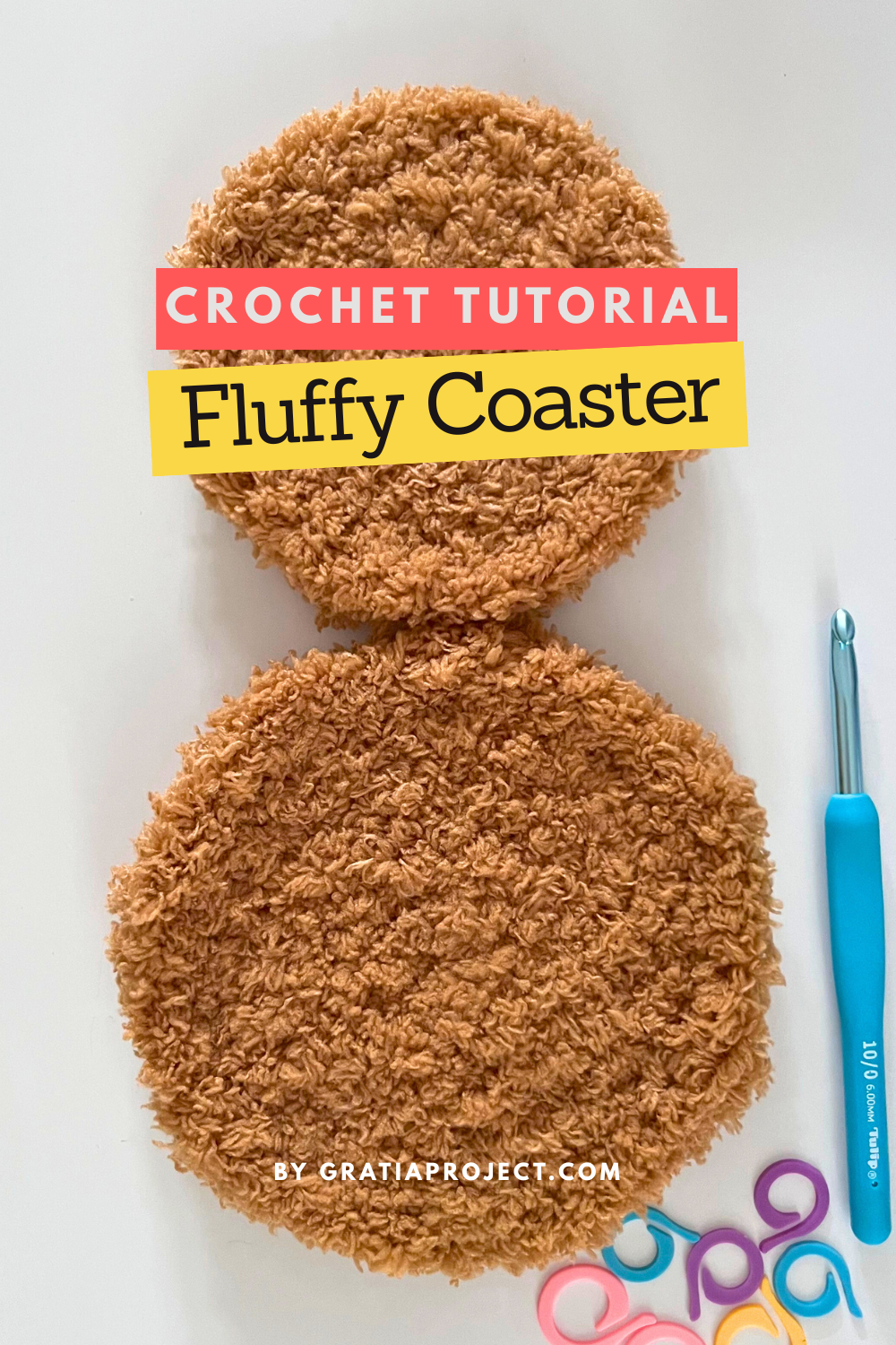 Crochet A Simple Coaster with Fluffy Yarn