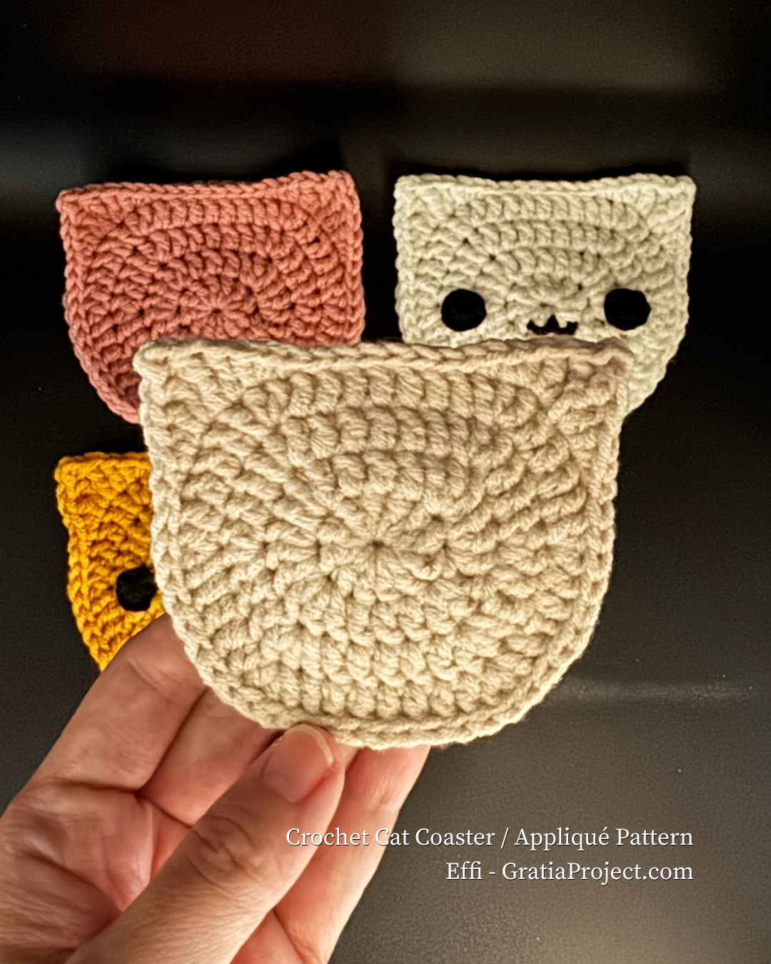 Easy Cat Coaster / Appliqué Crochet Pattern