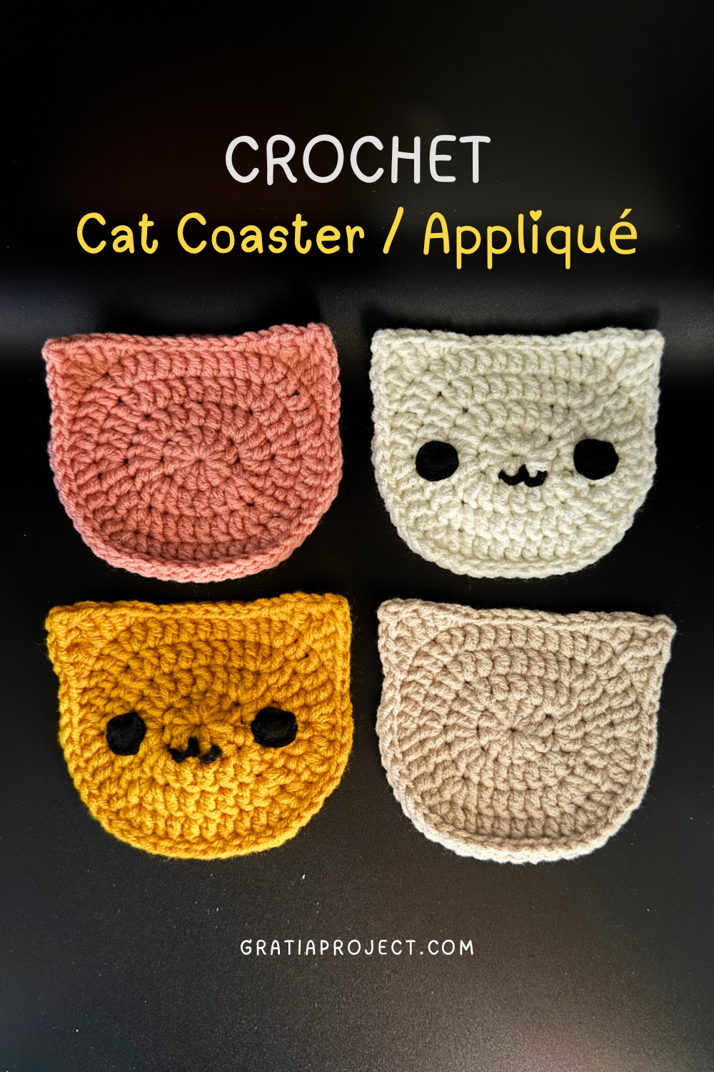Easy Cat Coaster / Appliqué Crochet Pattern