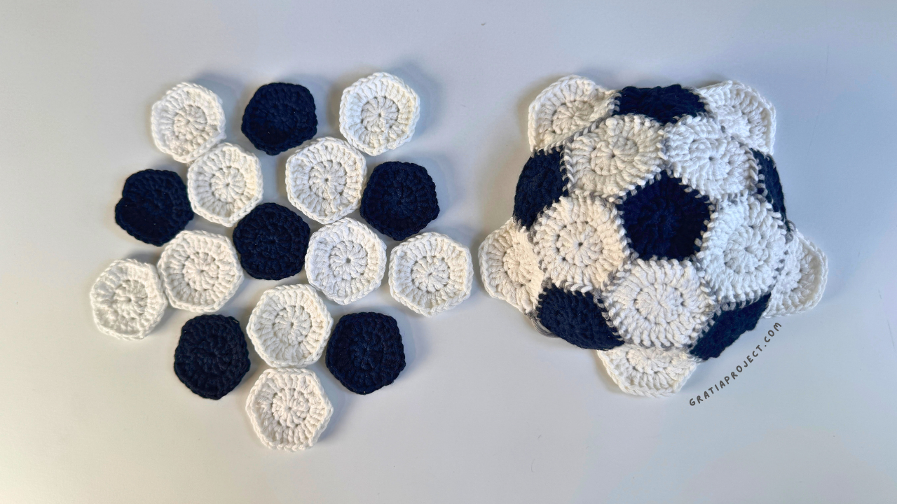 soccer ball crochet assembly